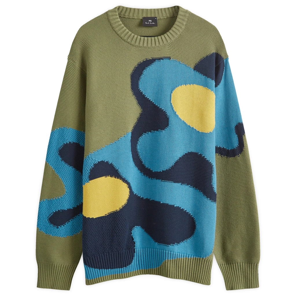 Paul Smith Men's Flower Itarsia Knit Sweater Green